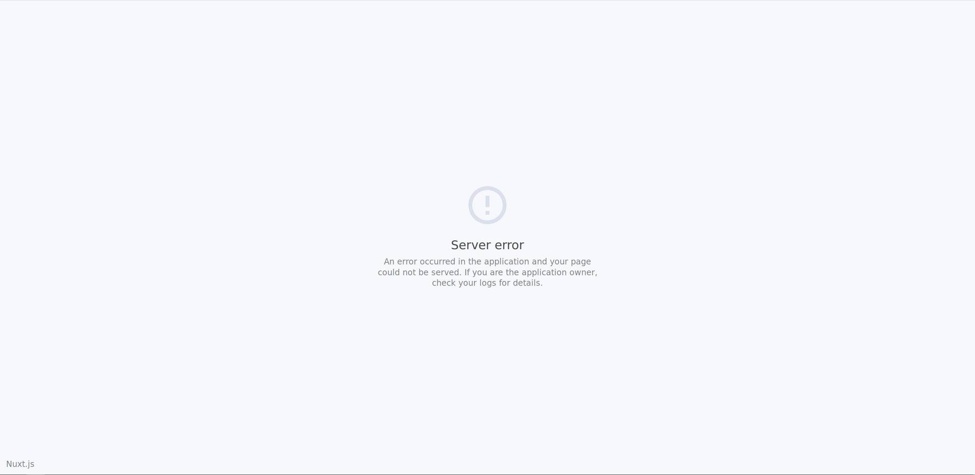 Default Nuxt Server Error Page